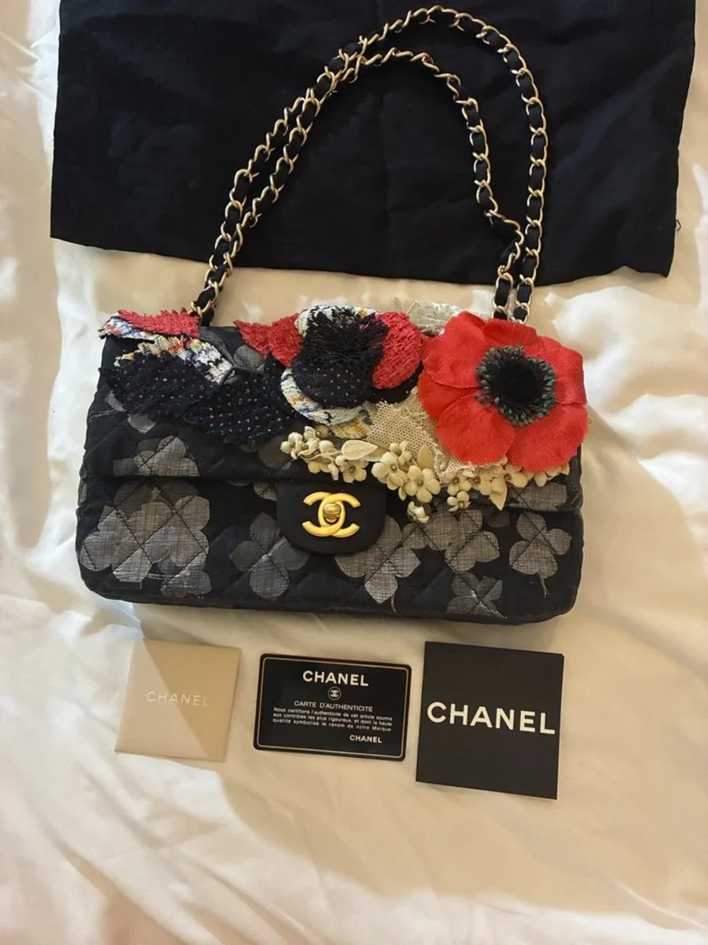 Chanel 2010 Farm Runway Medium Classic Flap Black Silk